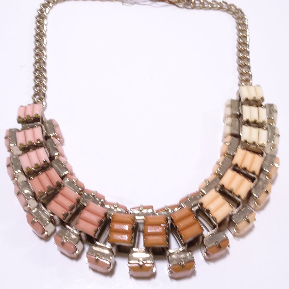 Lee Angel Ombre Resin Box Link Chain Necklace NWT 200